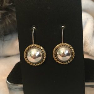 Sterling silver and gold drop earrings